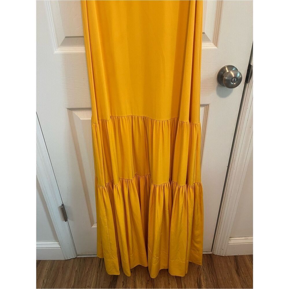 Elizabeth and James Silk Blend Yellow Tiered Maxi Dress S - Picture 7 of 9